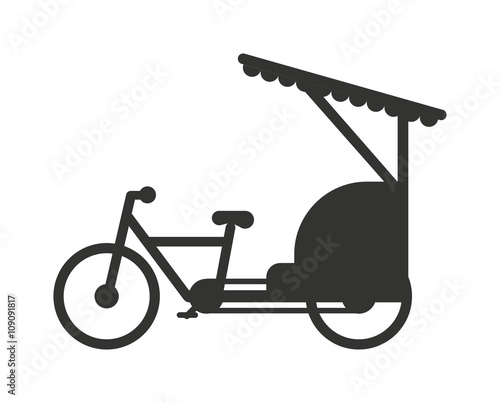 Fototapeta Rickshaw indonesia jakarta taxi travel transportation icon flat vector illustration