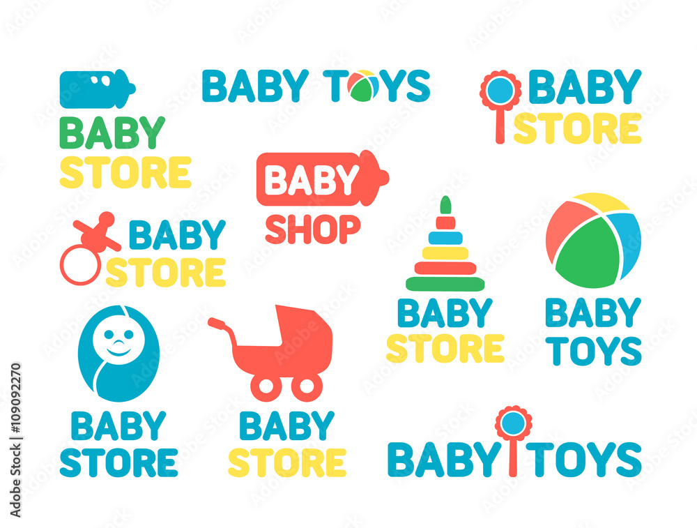 Logotypes set of baby stores. 