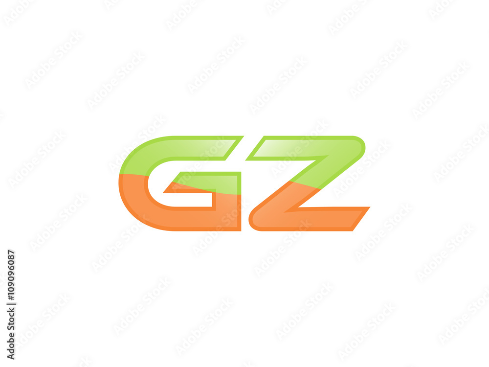 Fototapeta premium Green Orange shiny GZ letters