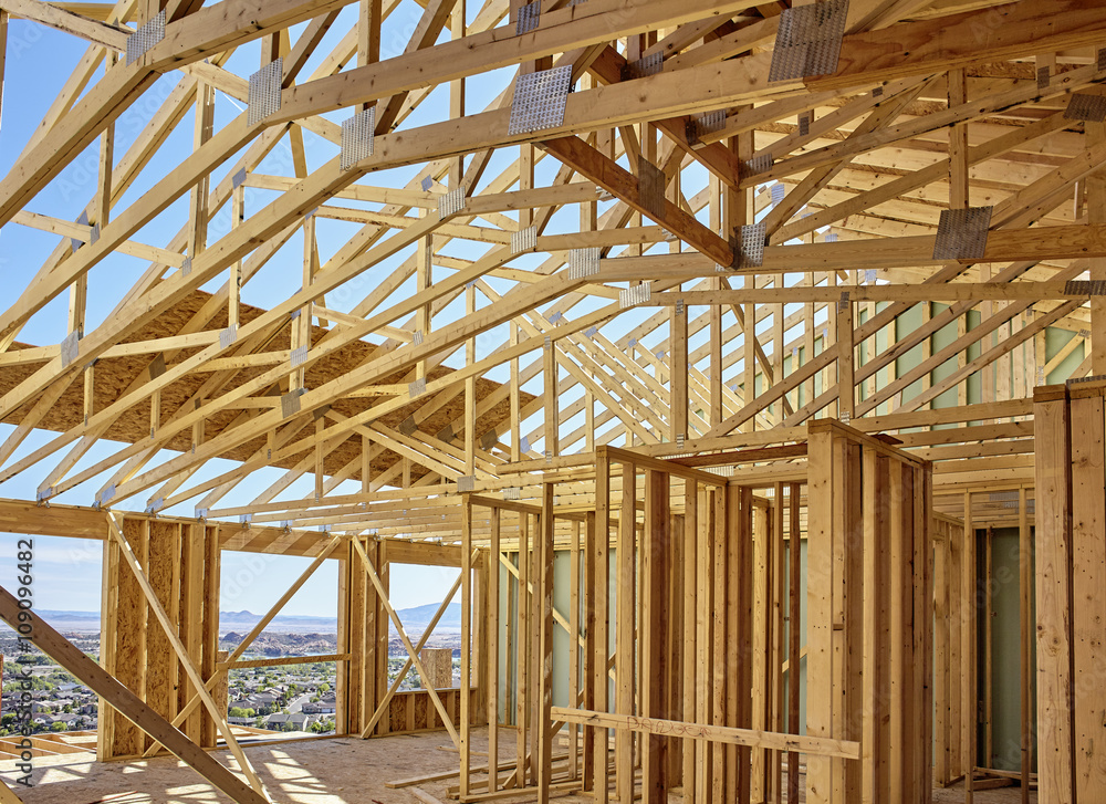New hillside home wall framing and scissors roof truss details New hillside home wall framing and scissors roof truss details