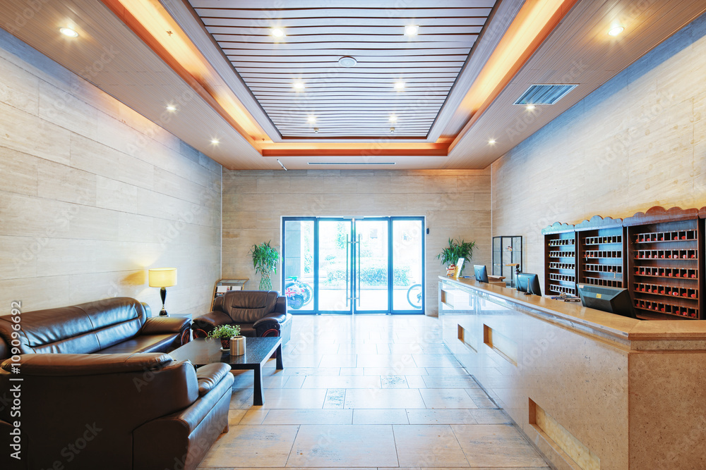 reception desk and lobby in modern gym reception desk and lobby in modern gym