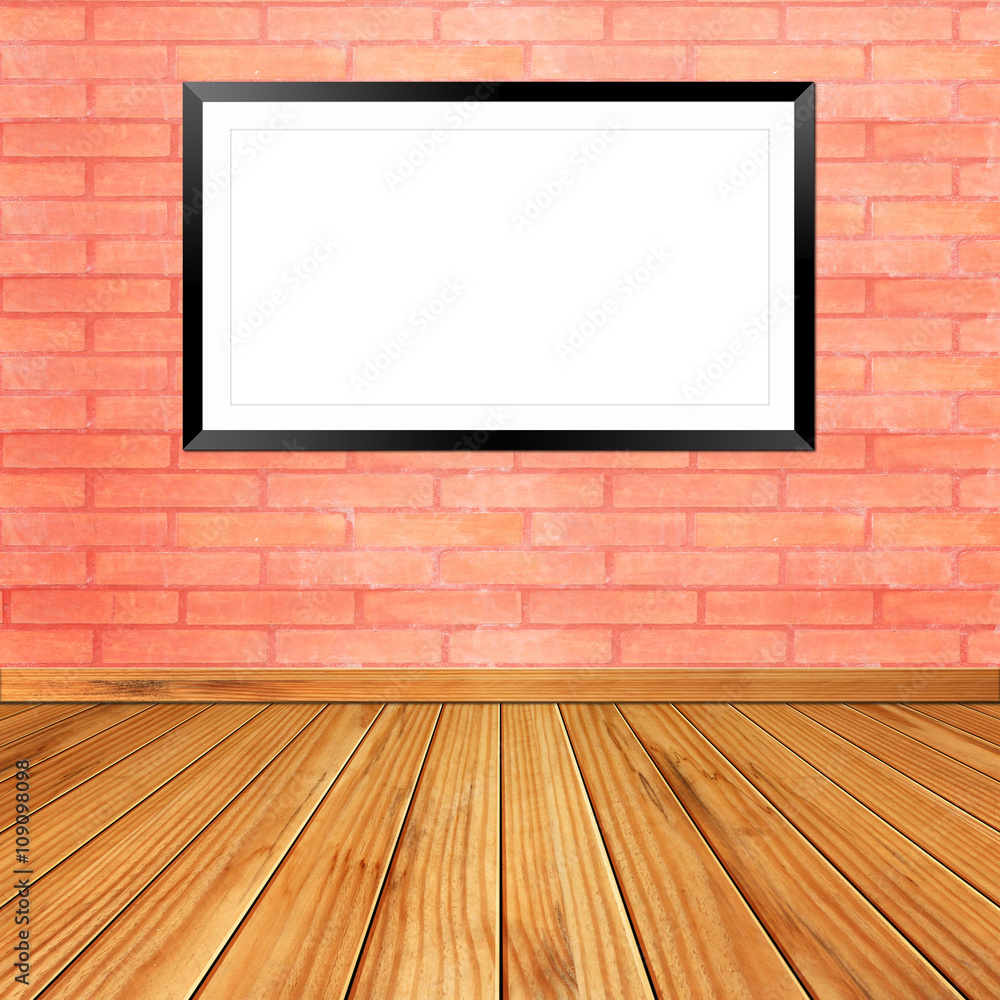 Blank billboard frame on brick wall Blank billboard frame on brick wall
