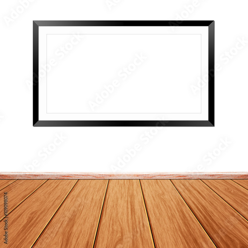 White walls and wood floor for text and background