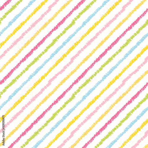 Seamless pattern with hand drawn lines. Colored bars. Vector seamless background. White background. Striped background.