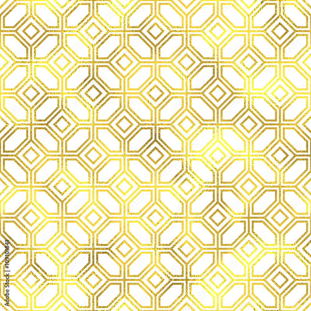 Vector seamless geometric textured golden pattern background