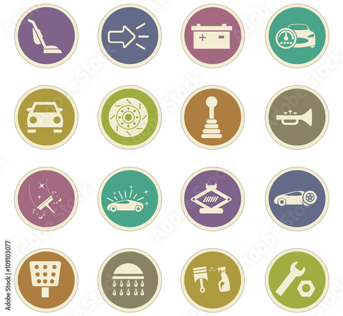 Car shop icons set