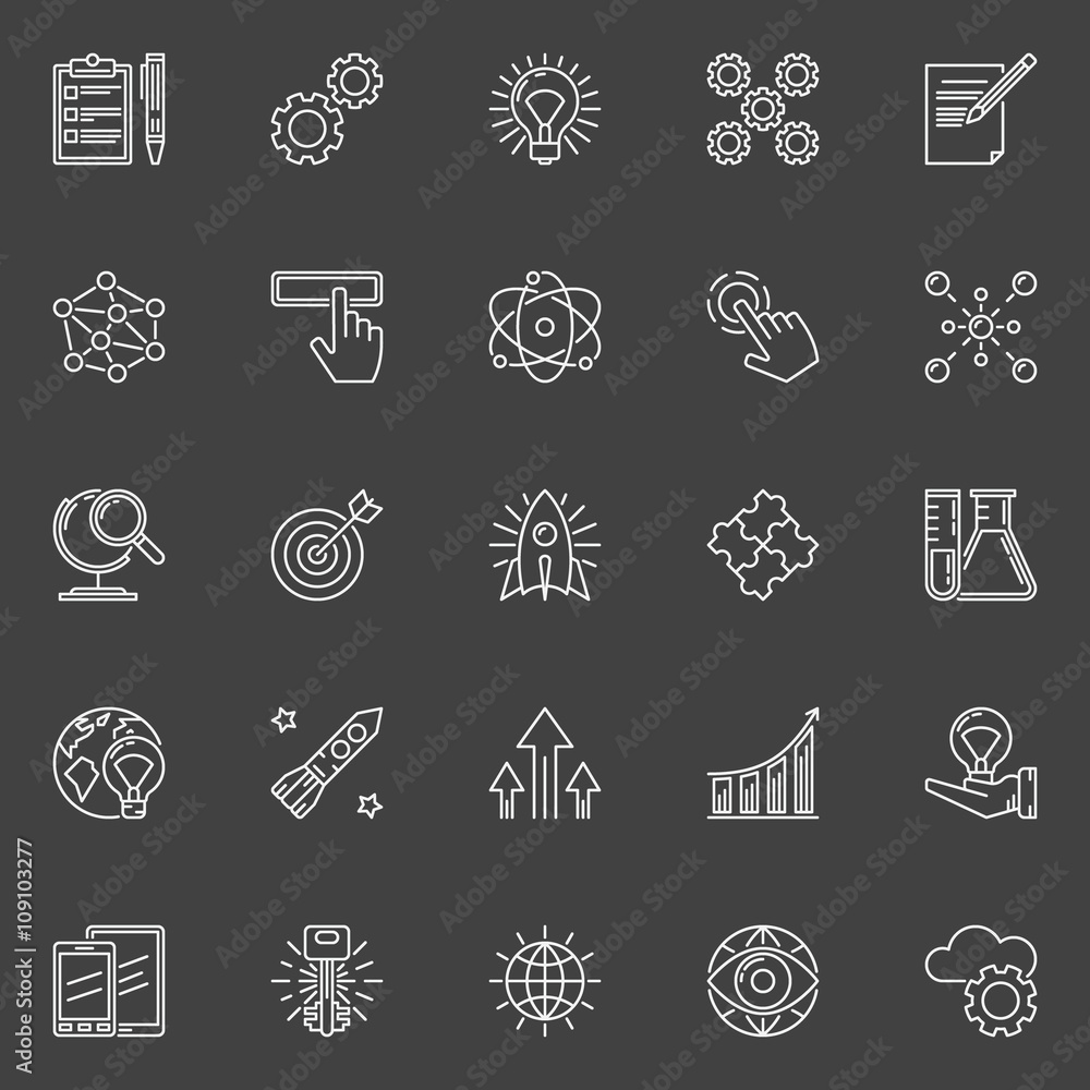 Innovation outline white icons Innovation outline white icons