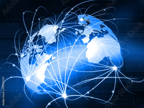 Futuristic background of Global business network, internet, Globalization concept. photo