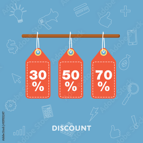 Different prices weigh on hangers sales and discount concept flat abstract isolated vector illustration