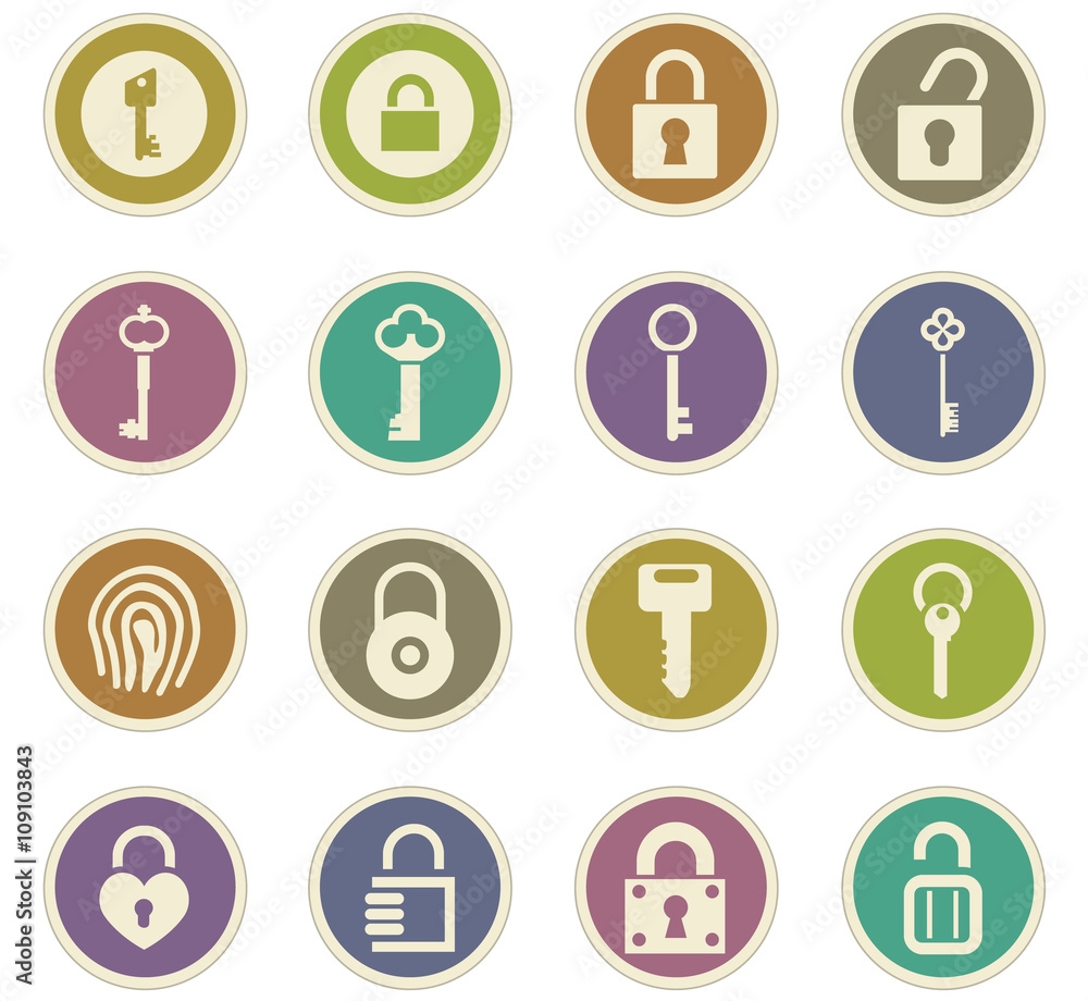 Lock and Key icons set