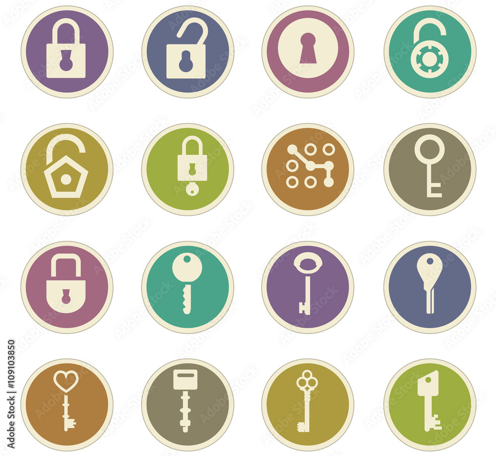 Lock and Key icons set Lock and Key icons set