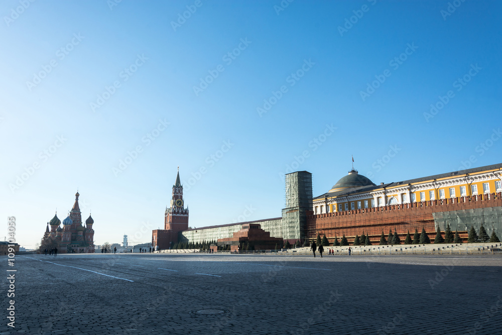 Red square in the early morning. Red square in the early morning.