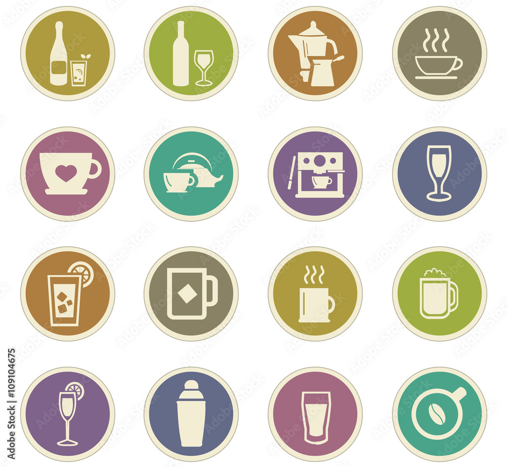Utensils for the preparation of beverages icons Utensils for the preparation of beverages icons