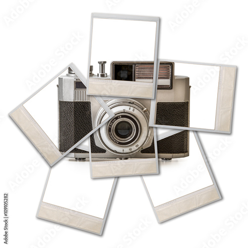 polaroid con macchina fotografica vintage frazionata  photo