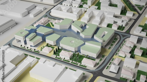 3D graphics of the urban environment. quarter