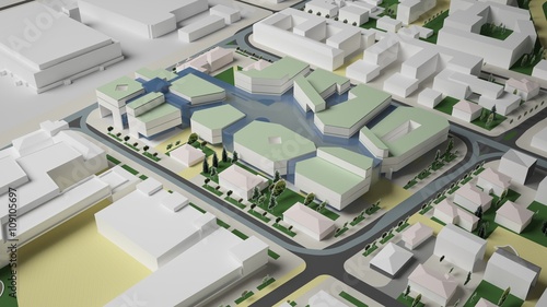 3D graphics of the urban environment. quarter