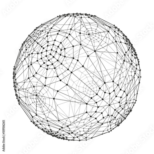 3d Sphere. Global Digital Connections. Technology Concept. Vector Illustration. 