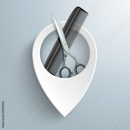 White Location Marker Scissors Comb