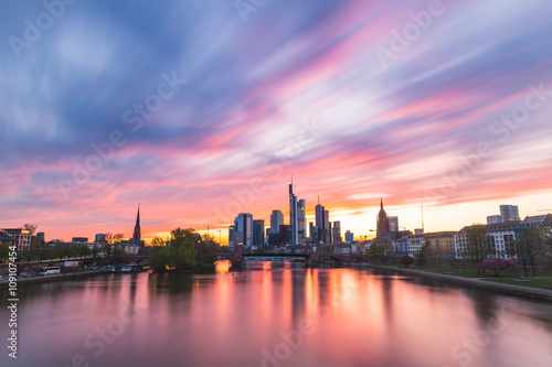 Frankfurt skyline and Main river at sunset © william87