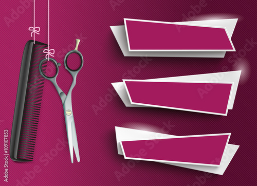 Hanging Scissors Comb Purple 3 Abstract Banners