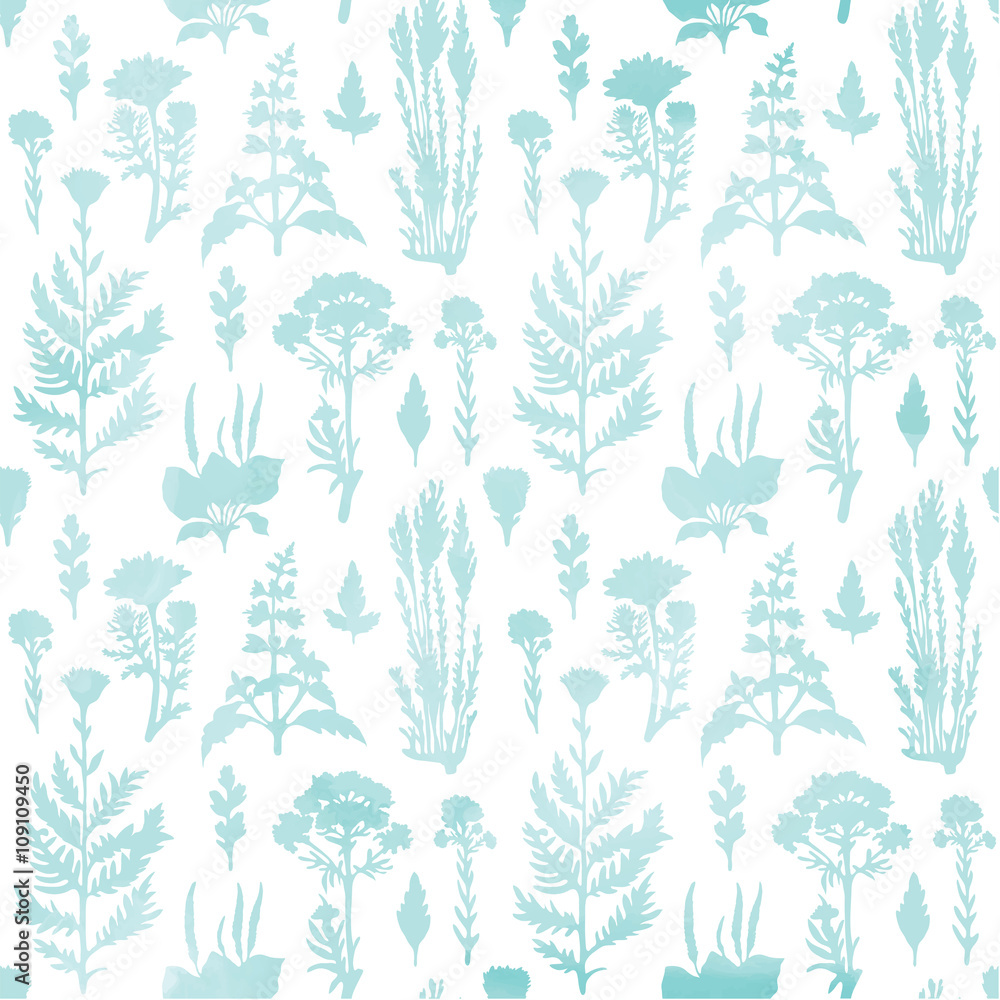 Fototapeta premium watercolor seamless background with plants