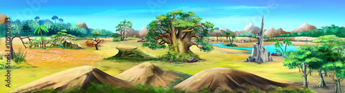 African Landscape in a Summer Day. Panorama