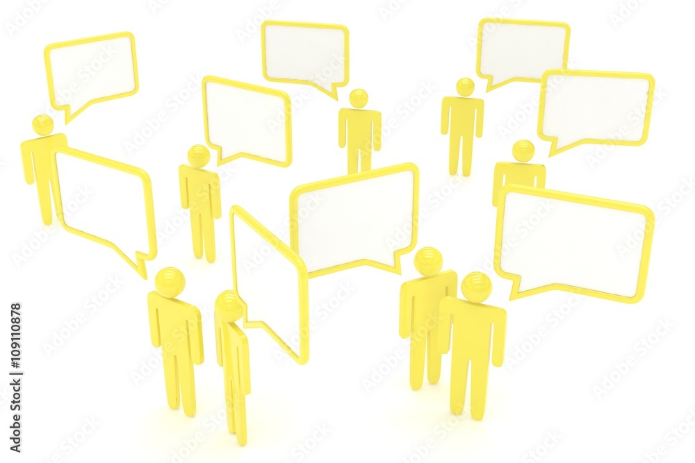 people with talk bubbles isolated over a white background. 3d rendering. people with talk bubbles isolated over a white background. 3d rendering.