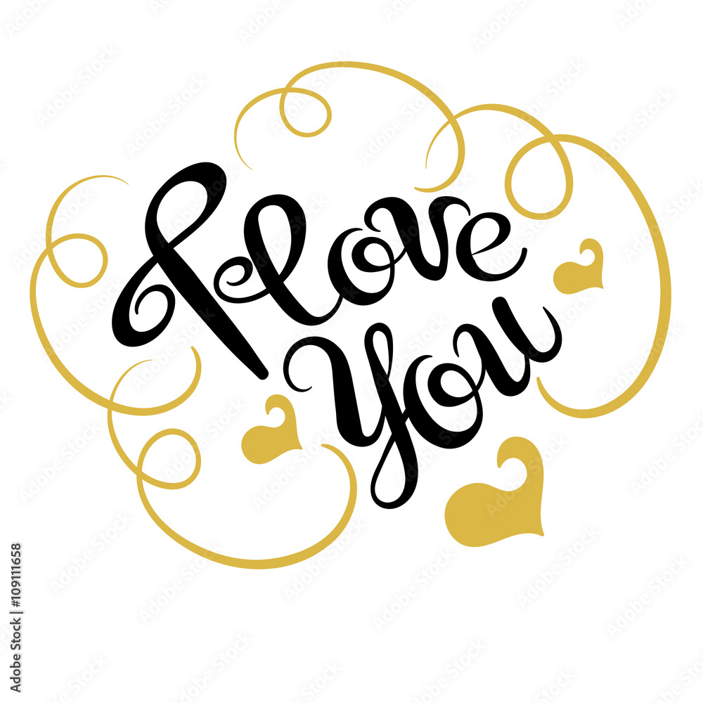 I love you, text, vector illustration I love you, text, vector illustration