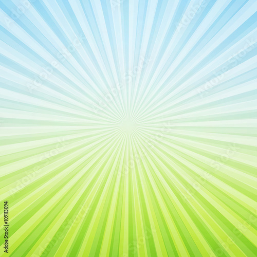 Blue and green sun rays background - Vector