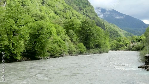 rapid mountain river in Abkhazia photo