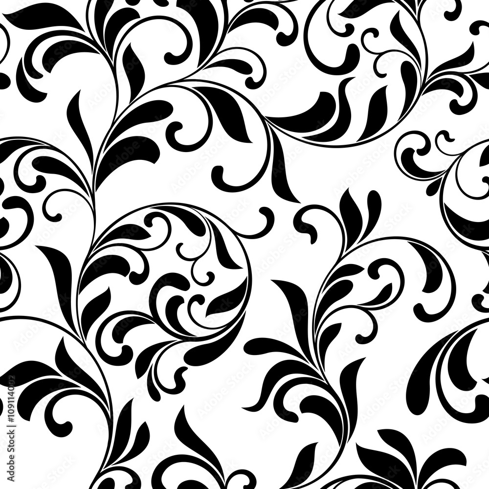 Classic seamless pattern. Tracery of swirls and leaves on a white background. Vintage style Classic seamless pattern. Tracery of swirls and leaves on a white background. Vintage style