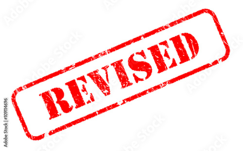 REVISED rubber stamp text on white background