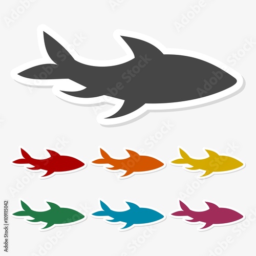 Multicolored paper stickers - Fish icon