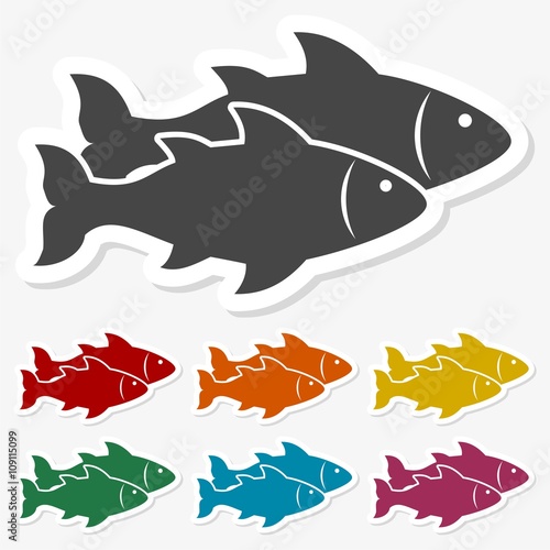 Multicolored paper stickers - Fish icon