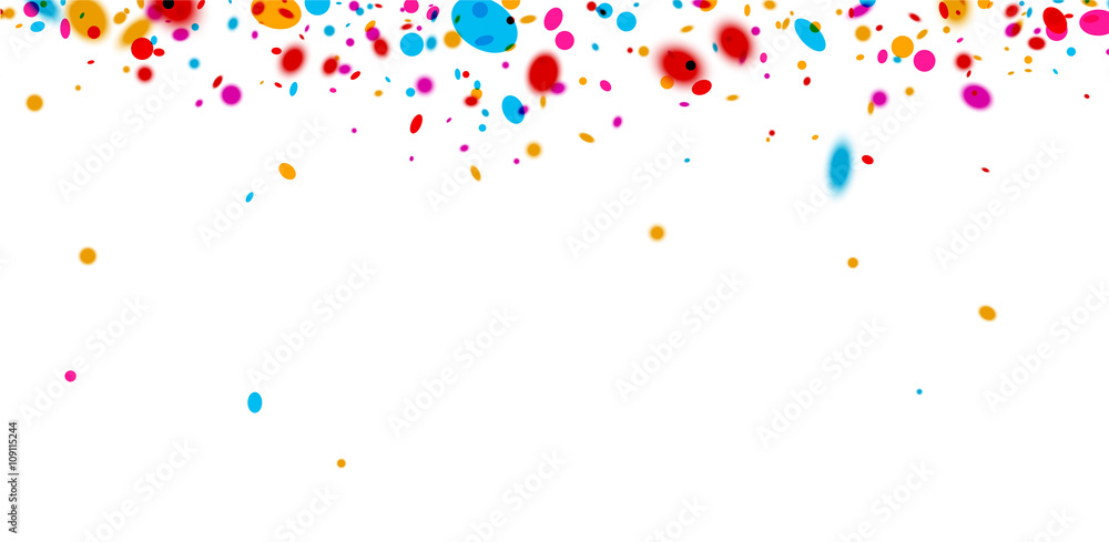 Banner with color confetti.