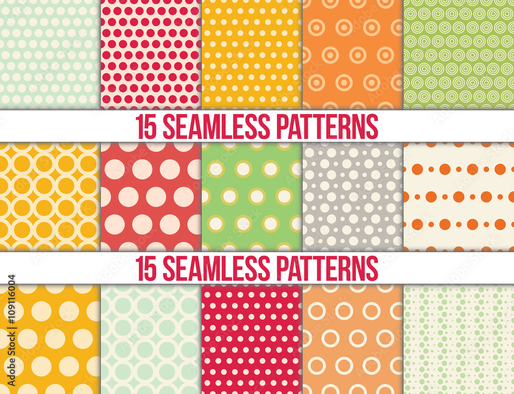 seamless patterns, polka dots set seamless patterns, polka dots set