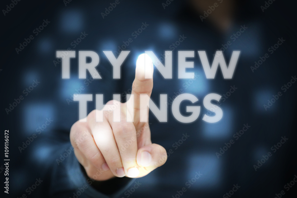 Businessman touching Try New Things Businessman touching Try New Things