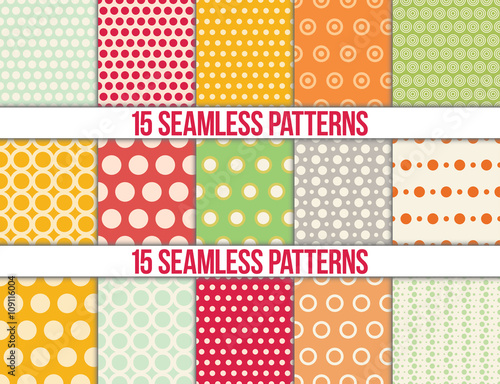 seamless patterns, polka dots set © mix3r