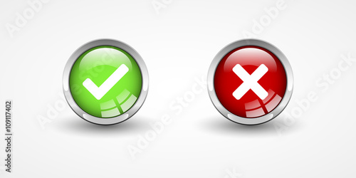 Web buttons with check mark and cross