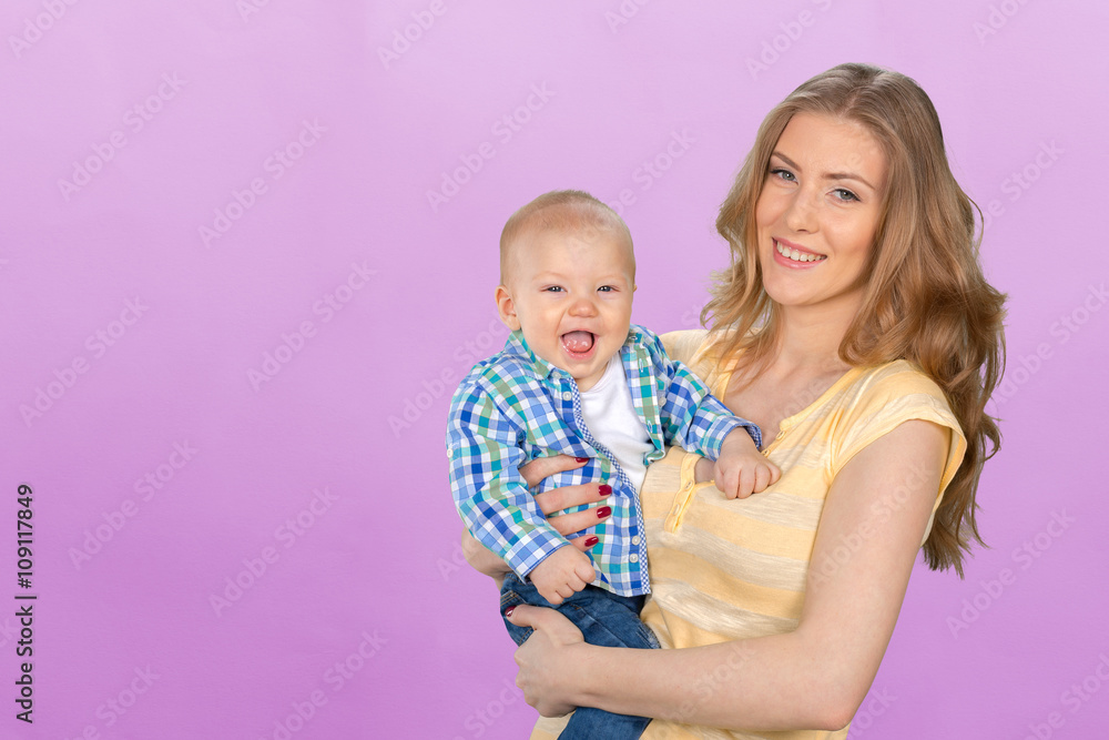 Happy young mother and her son