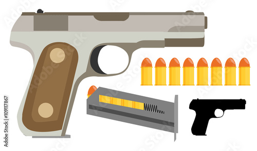 Gun, icon, flat, vector, illustration