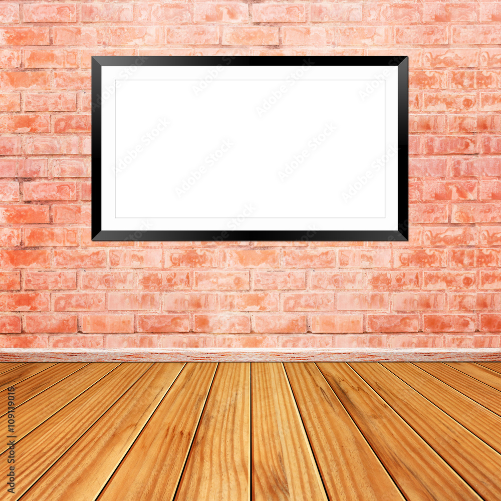Blank billboard frame on brick wall Blank billboard frame on brick wall