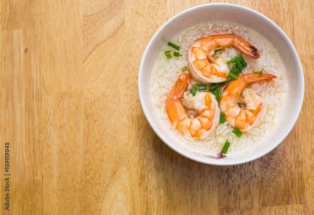 Thai rice soup with shrimp Thai rice soup with shrimp