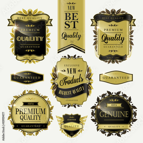 premium golden quality labels