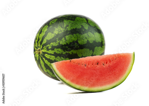 Close up of a watermelon isolated on white background