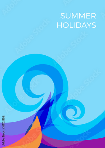 Canvas Print Vector abstract blue sea waves, summer concept