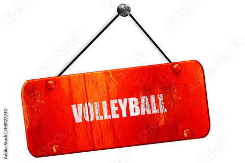 volleyball sign , 3D rendering, vintage old red sign photo