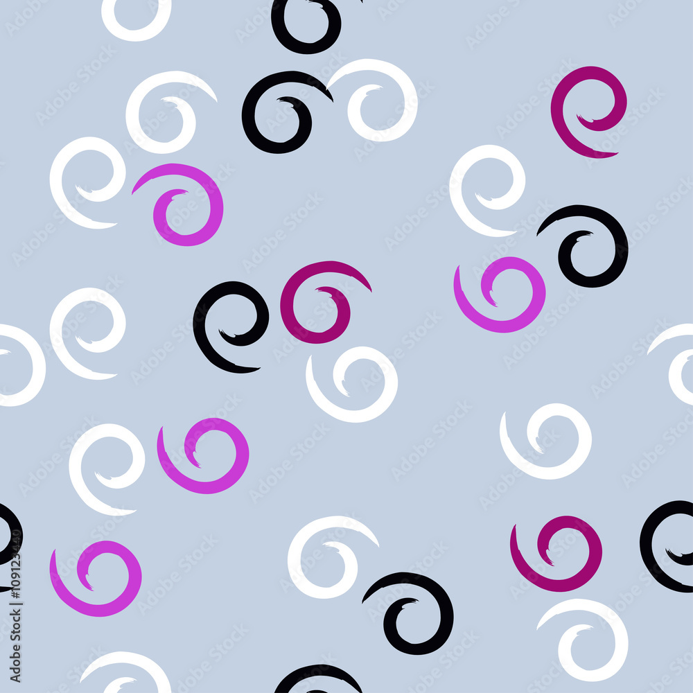 Obraz premium Cute vector geometric seamless pattern. Brush strokes, swirl. Hand drawn grunge texture. Abstract forms. Endless texture can be used for printing onto fabric or paper