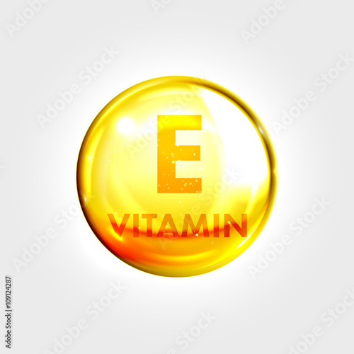 Vitamn E icon drop gold pill capsule