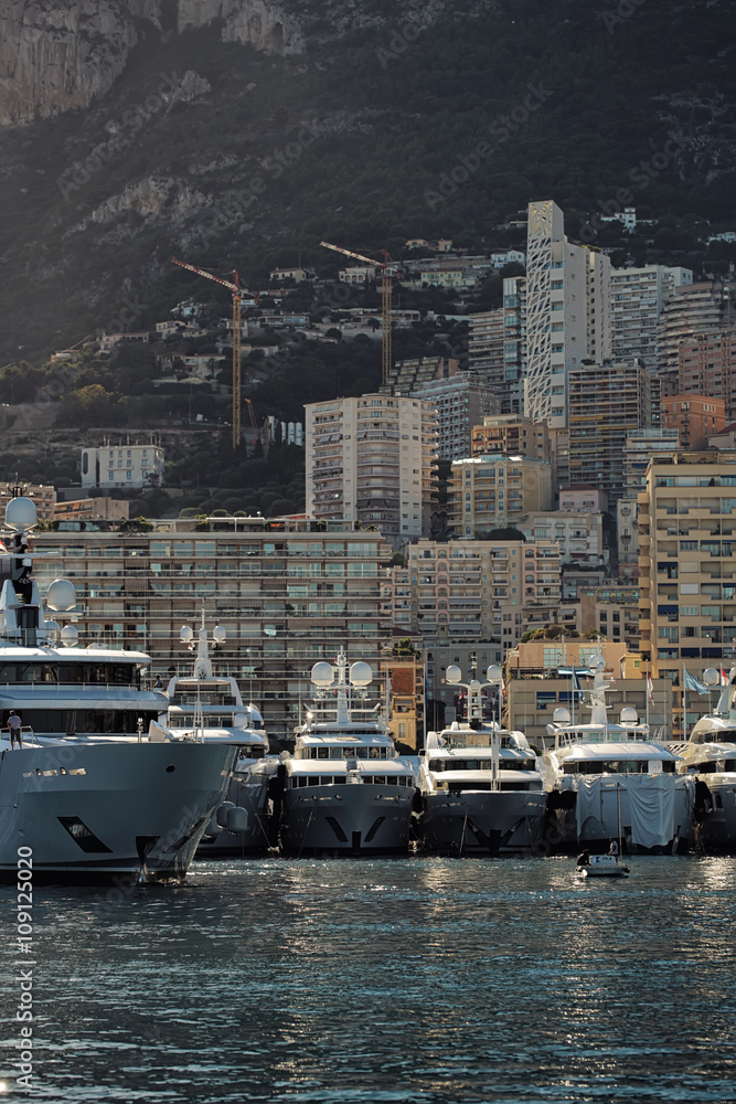 Yachts at moorage in port